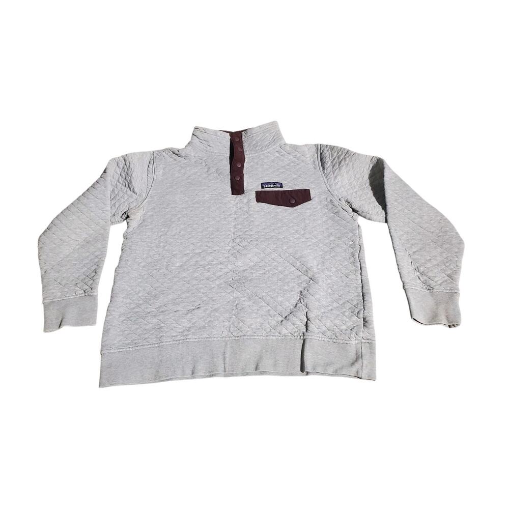 Patagonia Organic Cotton Grey Quilted Cotton T - Snap Pullover Size Medium